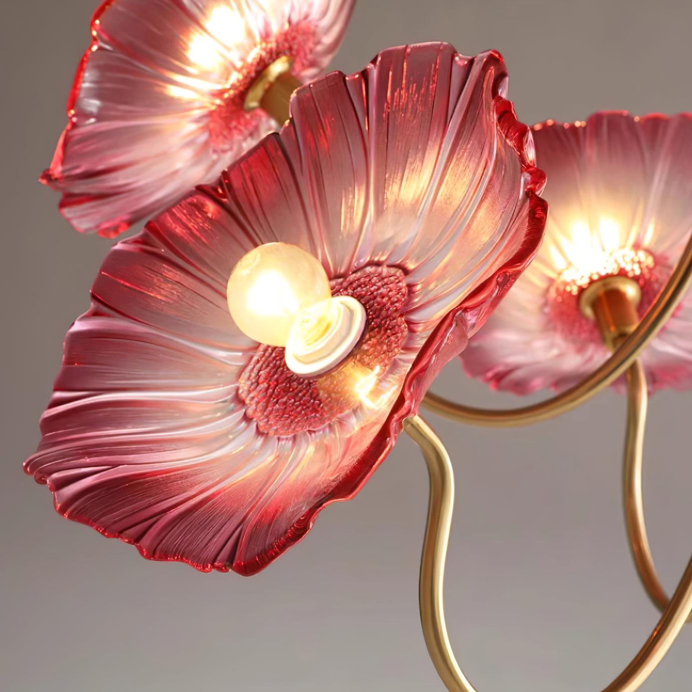 Lyria Glass Flower Chandelier With Frosted Leaf Bloom Light - OpalDwell