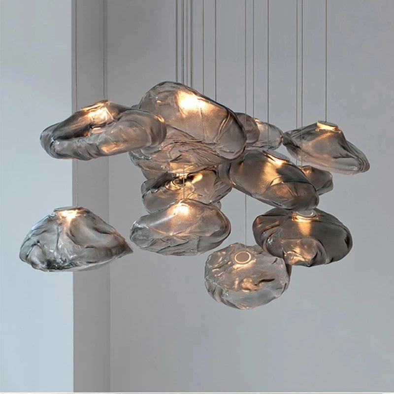 NimbusGlow – Whimsical Cloud-Inspired Glass Pendant Light - OpalDwell