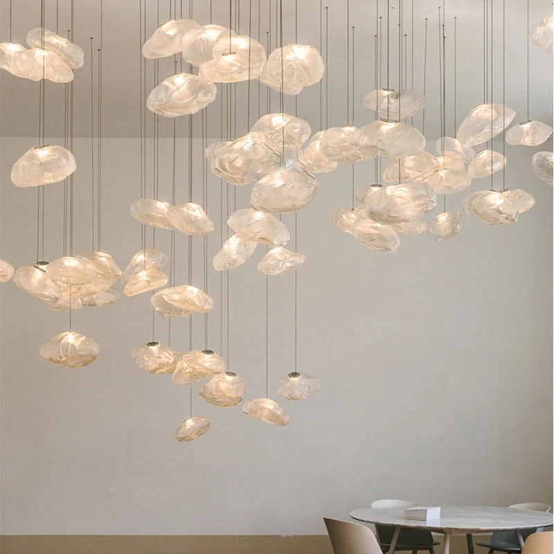 NimbusGlow – Whimsical Cloud-Inspired Glass Pendant Light - OpalDwell