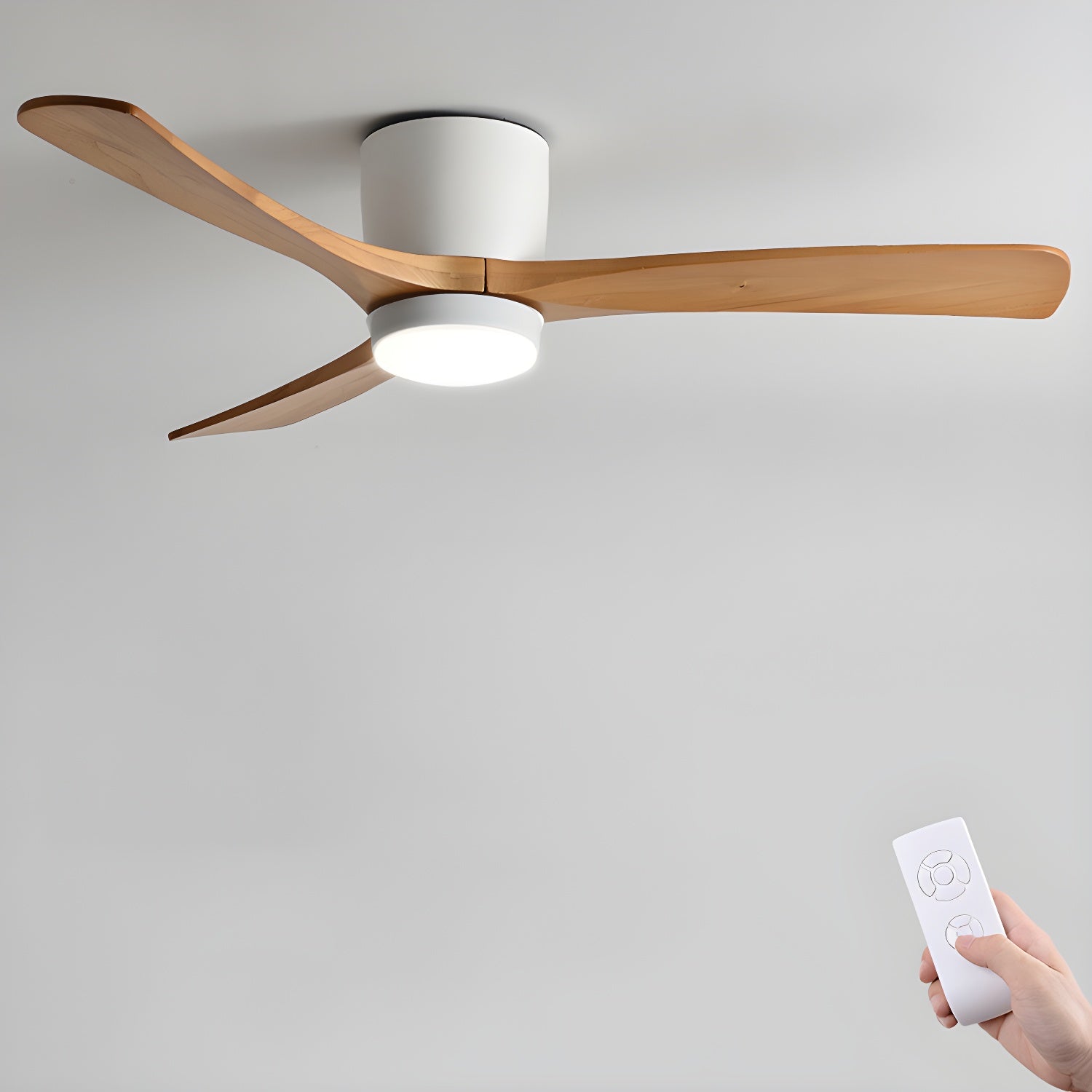 Everwood Nordic Wood Ceiling Fan Light 42 and 48 Inch LED Fixture OpalDwell