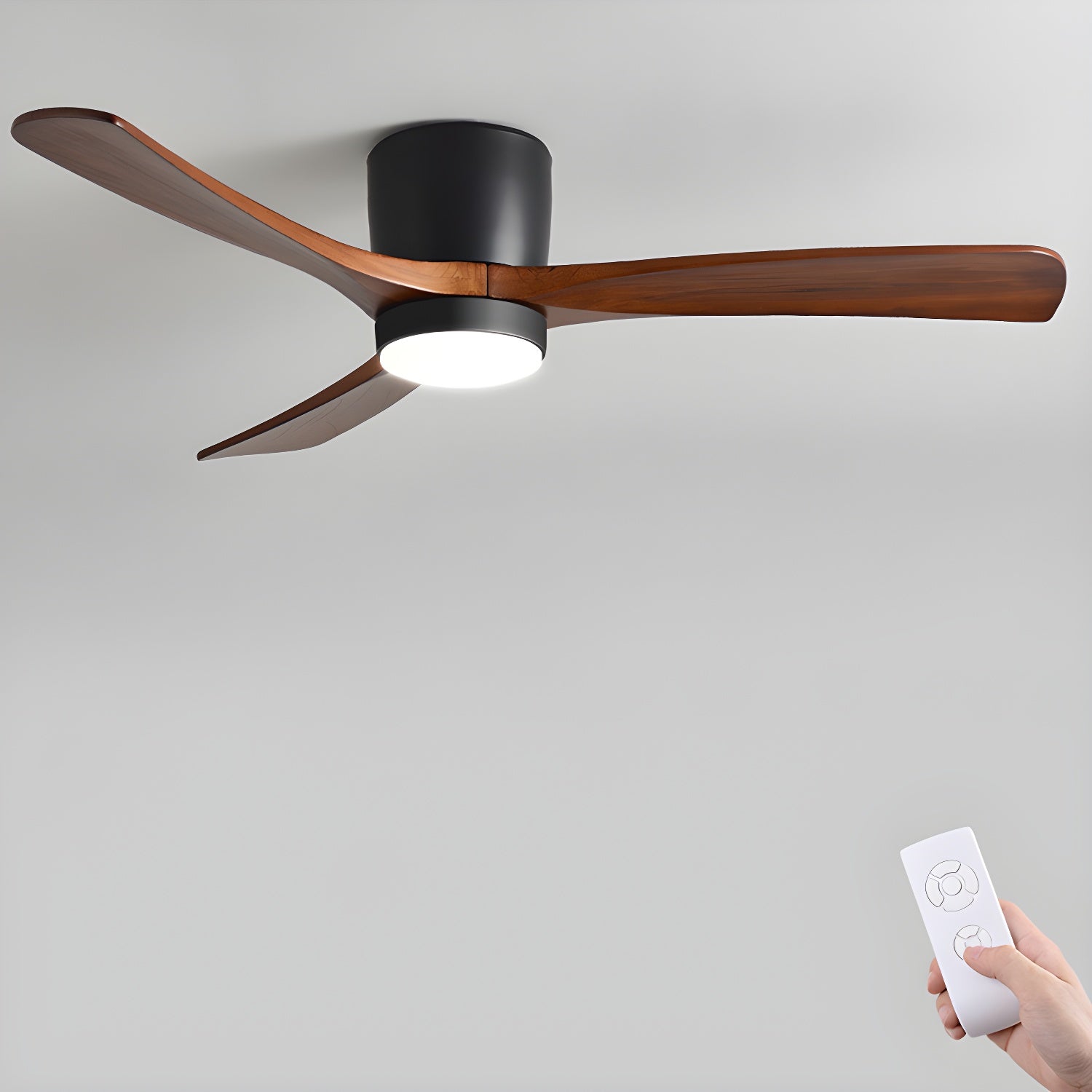 Everwood Nordic Wood Ceiling Fan Light 42 and 48 Inch LED Fixture OpalDwell