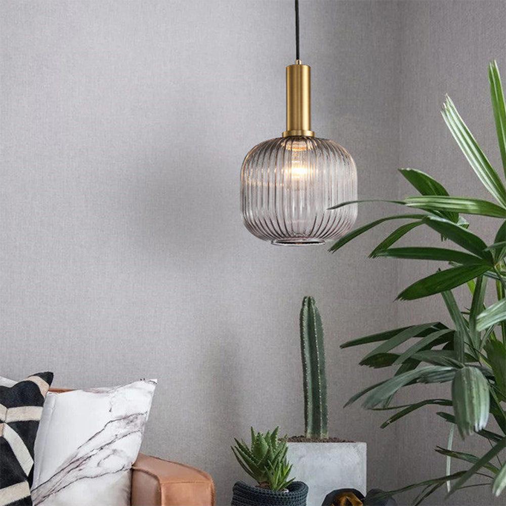 Nordic Fluted Glass Pendant Lamp for Modern Interiors OpalDwell