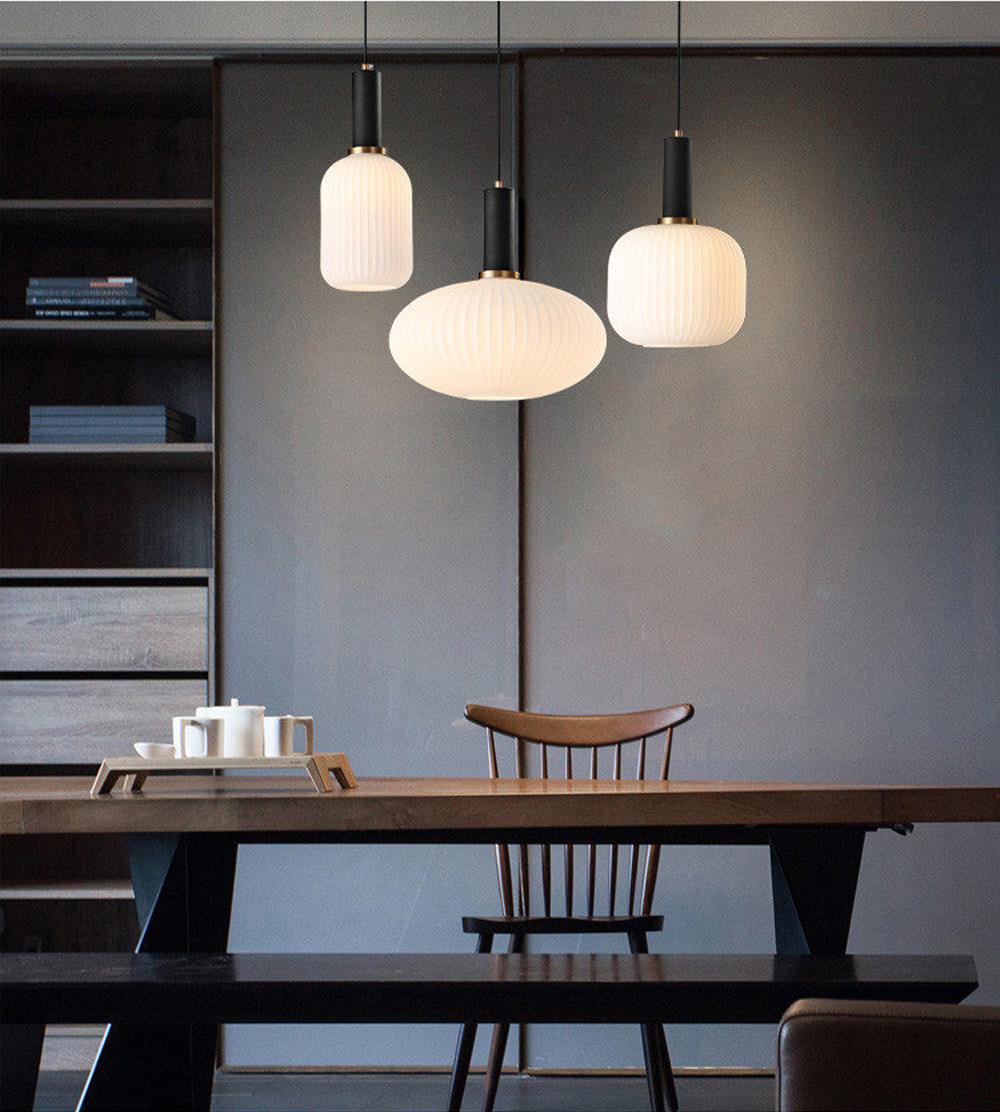 Nordic Fluted Glass Pendant Lamp for Modern Interiors OpalDwell