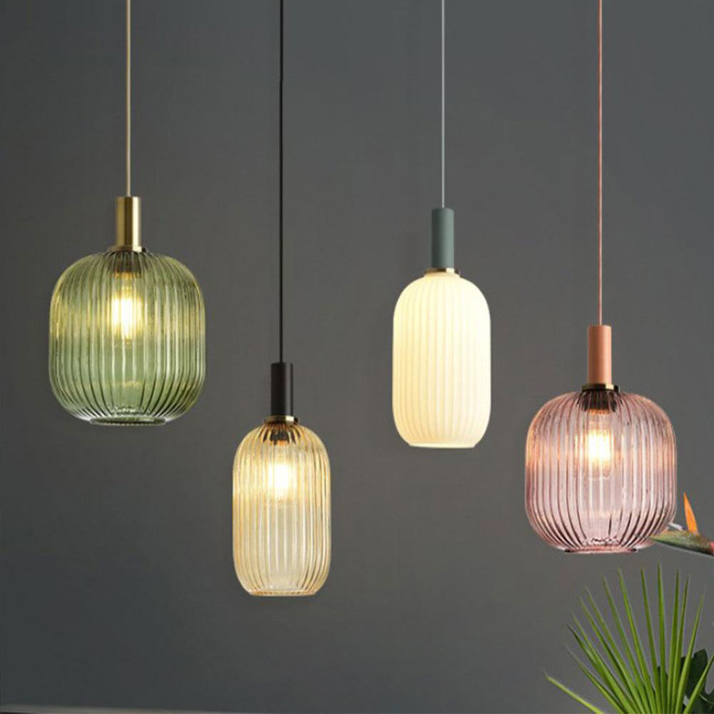 Nordic Fluted Glass Pendant Lamp for Modern Interiors OpalDwell