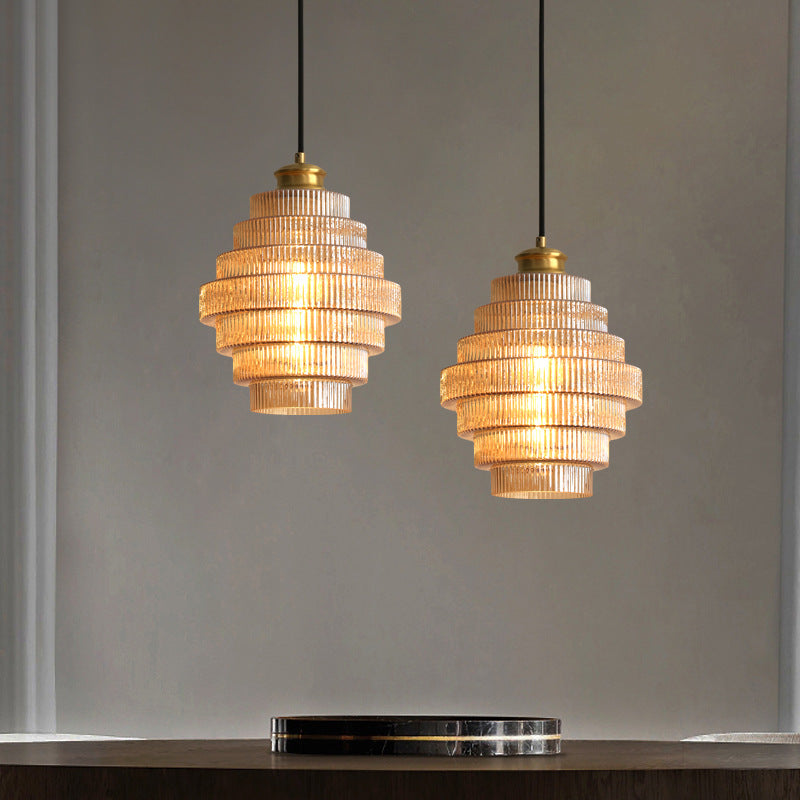 Elara Glass and Brass Bottle Pendant Lamp with Vintage Glow - OpalDwell