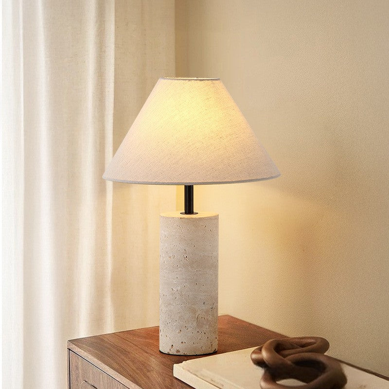 Marble And Linen Accent Table Lamp - Modern Decorative Light - OpalDwell