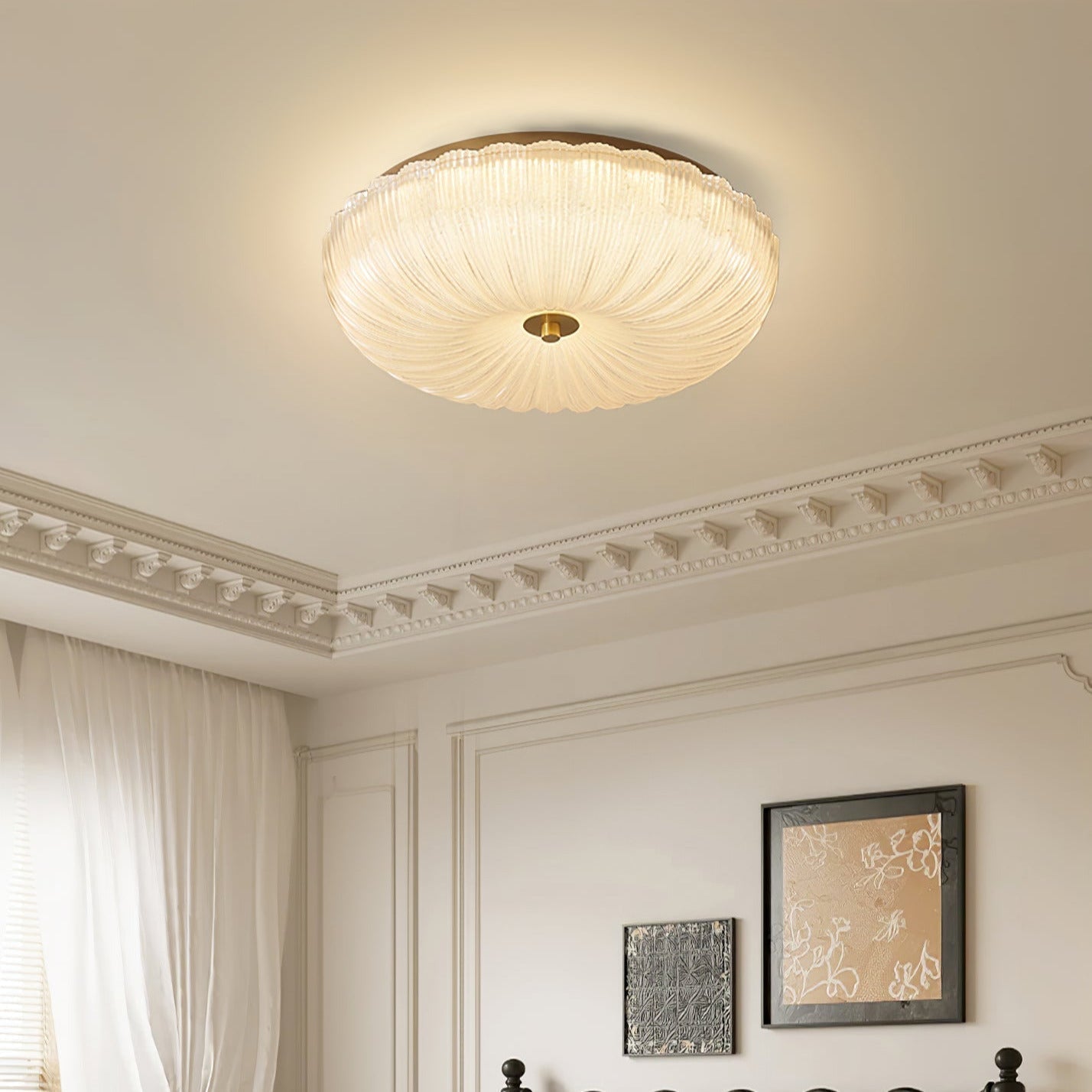 Nyra Ripple Glass Ceiling Light | Sleek Modern Glow OpalDwell