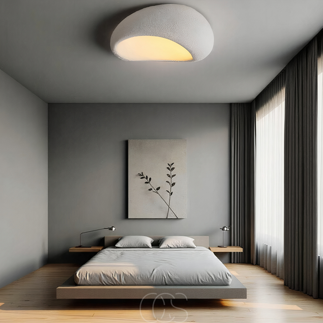 Wabi-Sabi Fabric Ceiling Lamp - Polyform & Resin | OpalDwell - OpalDwell