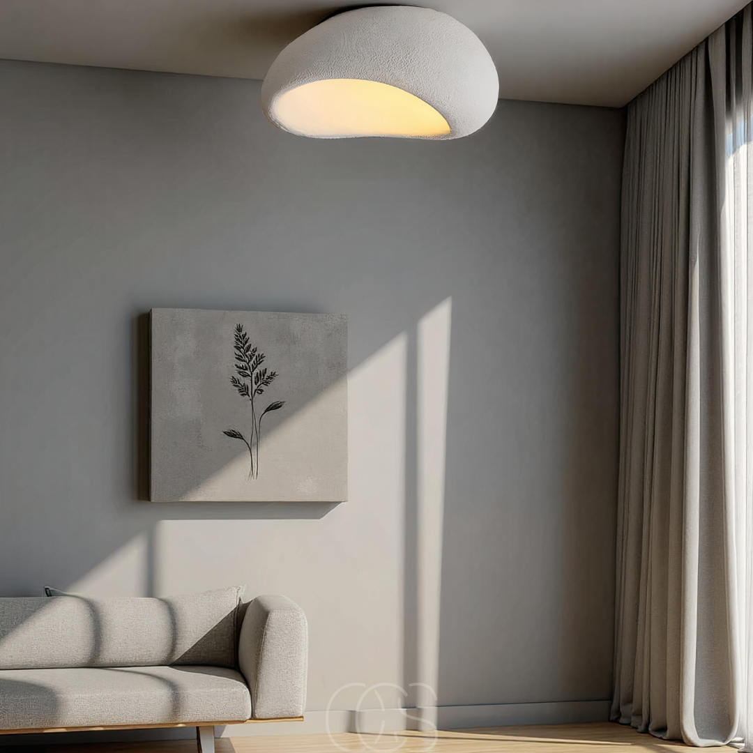 Wabi-Sabi Fabric Ceiling Lamp - Polyform & Resin | OpalDwell - OpalDwell