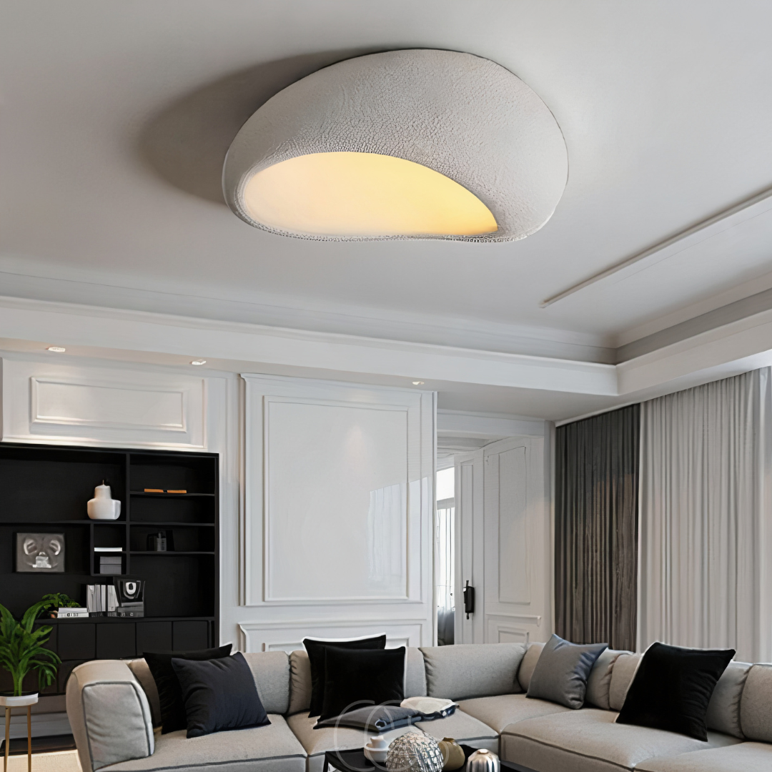 Wabi-Sabi Fabric Ceiling Lamp - Polyform & Resin | OpalDwell - OpalDwell