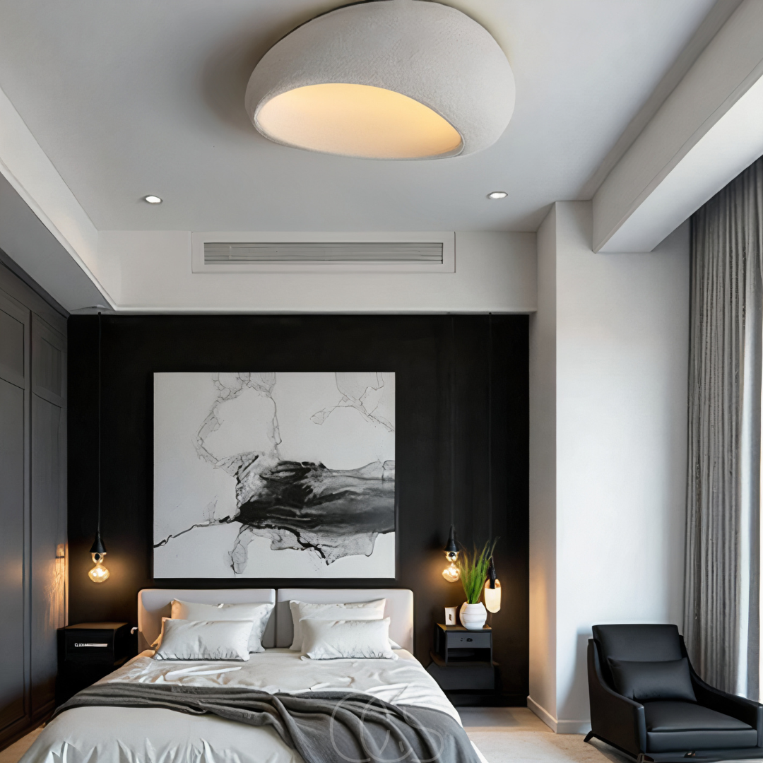 Wabi-Sabi Fabric Ceiling Lamp - Polyform & Resin | OpalDwell - OpalDwell