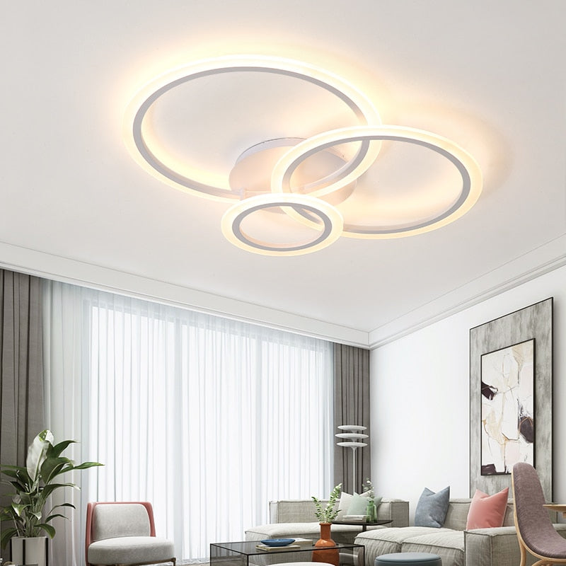 AuroraGlow Modern Dimmable White Flush Mount Ceiling Light OpalDwell