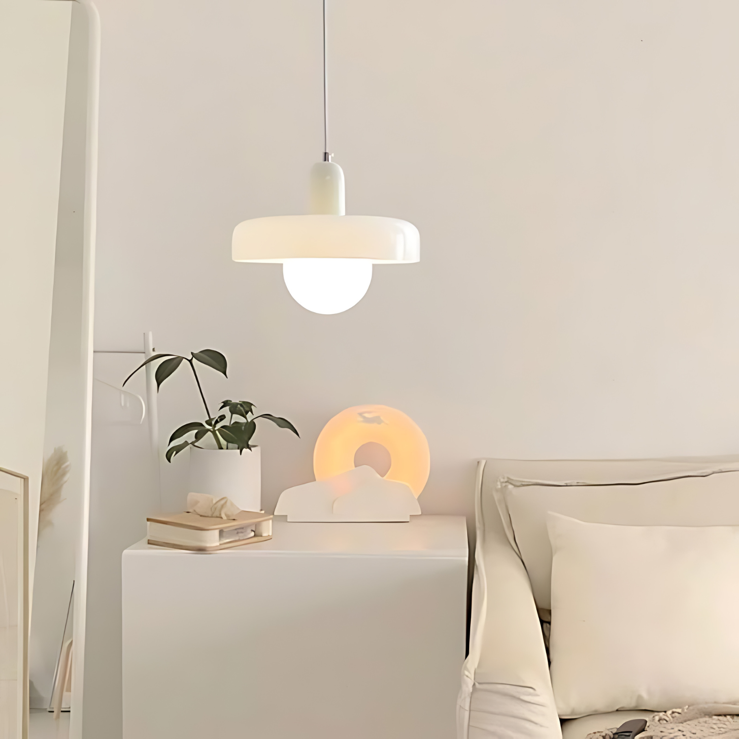 NovaHalo Ceiling Pendant Light With Opal Halo Shade Modern - OpalDwell