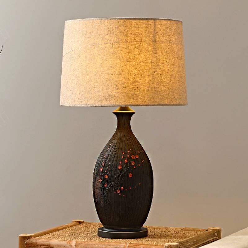 Ceramic Table Lamp With Linen Shade For Warm Ambient Living Room Lighting - OpalDwell