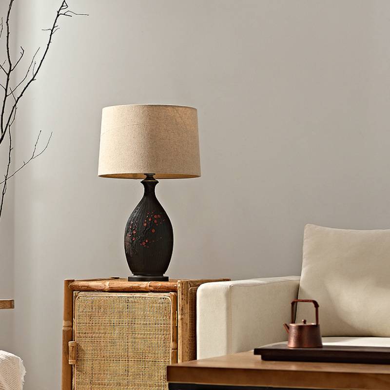 Ceramic Table Lamp With Linen Shade For Warm Ambient Living Room Lighting - OpalDwell