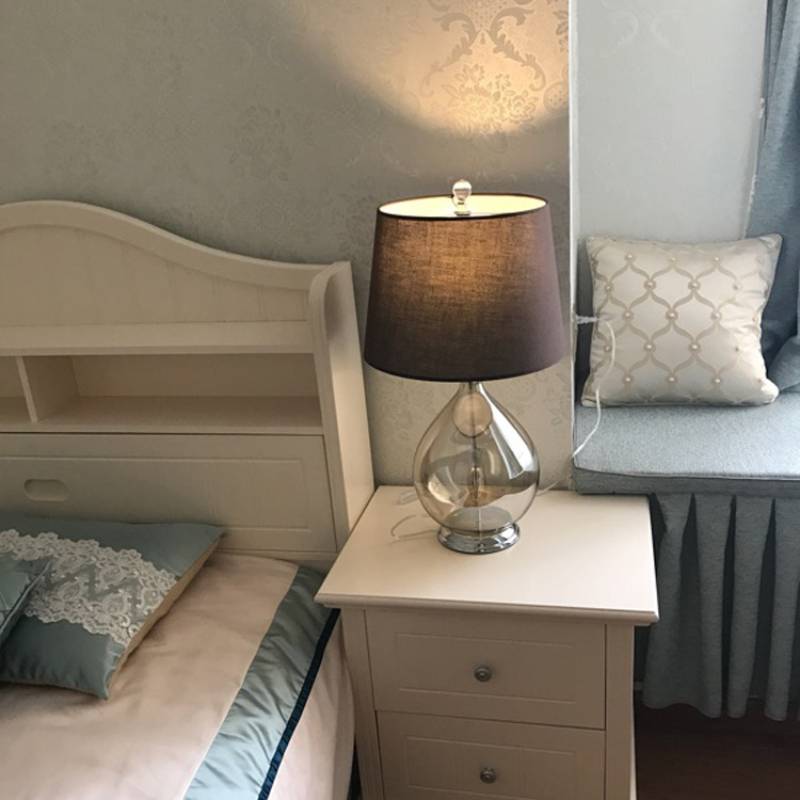 Glass Table Lamp With Fabric Shade For Modern Home Lighting - OpalDwell