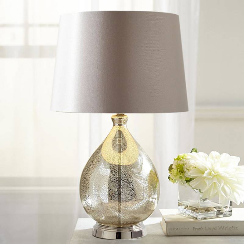 Glass Table Lamp With Fabric Shade For Modern Home Lighting - OpalDwell