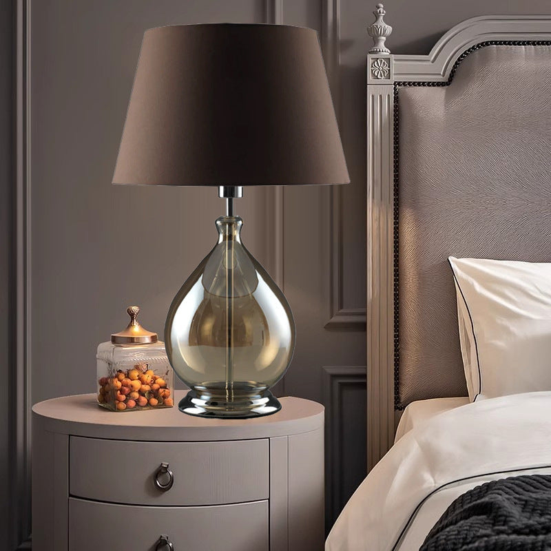 Glass Table Lamp With Fabric Shade For Modern Home Lighting - OpalDwell