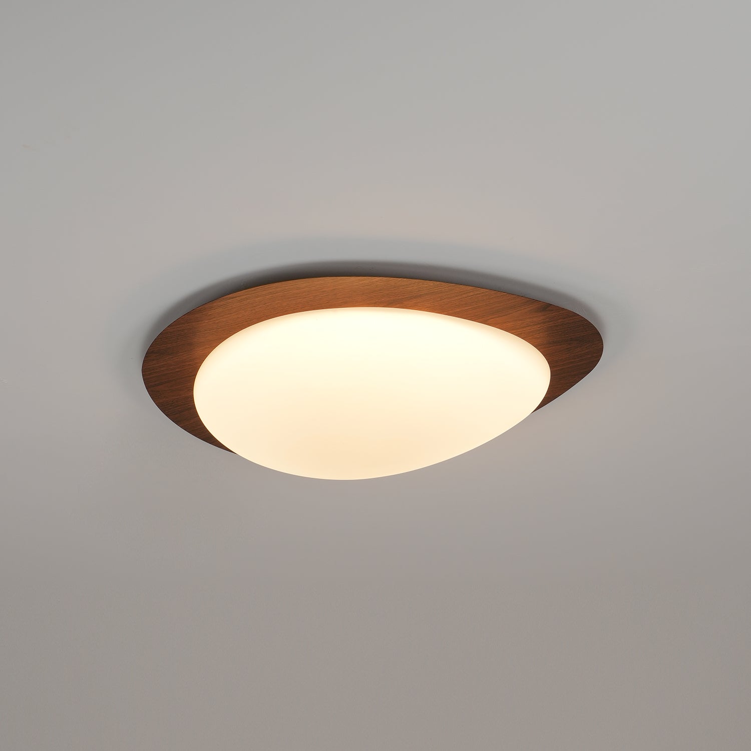 NexaRipple Walnut Pebble Ceiling Light With Warm Glow - OpalDwell