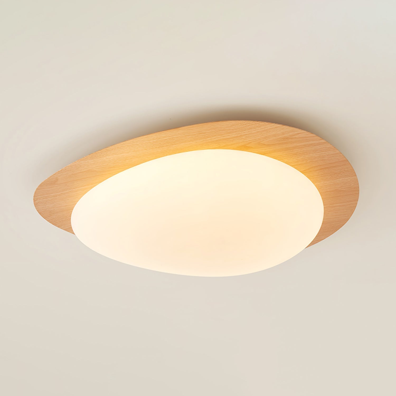 NexaRipple Walnut Pebble Ceiling Light With Warm Glow - OpalDwell
