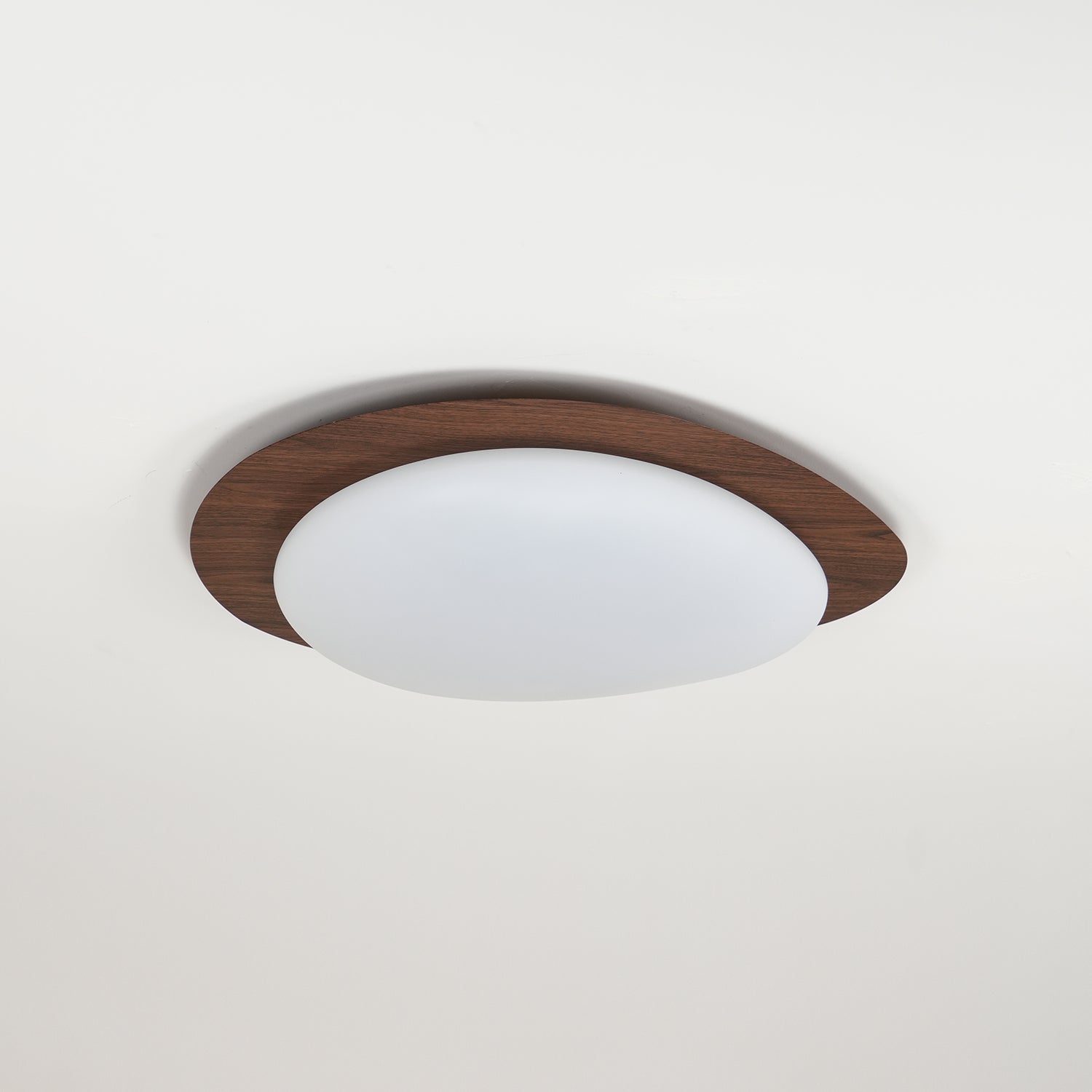 NexaRipple Walnut Pebble Ceiling Light With Warm Glow - OpalDwell