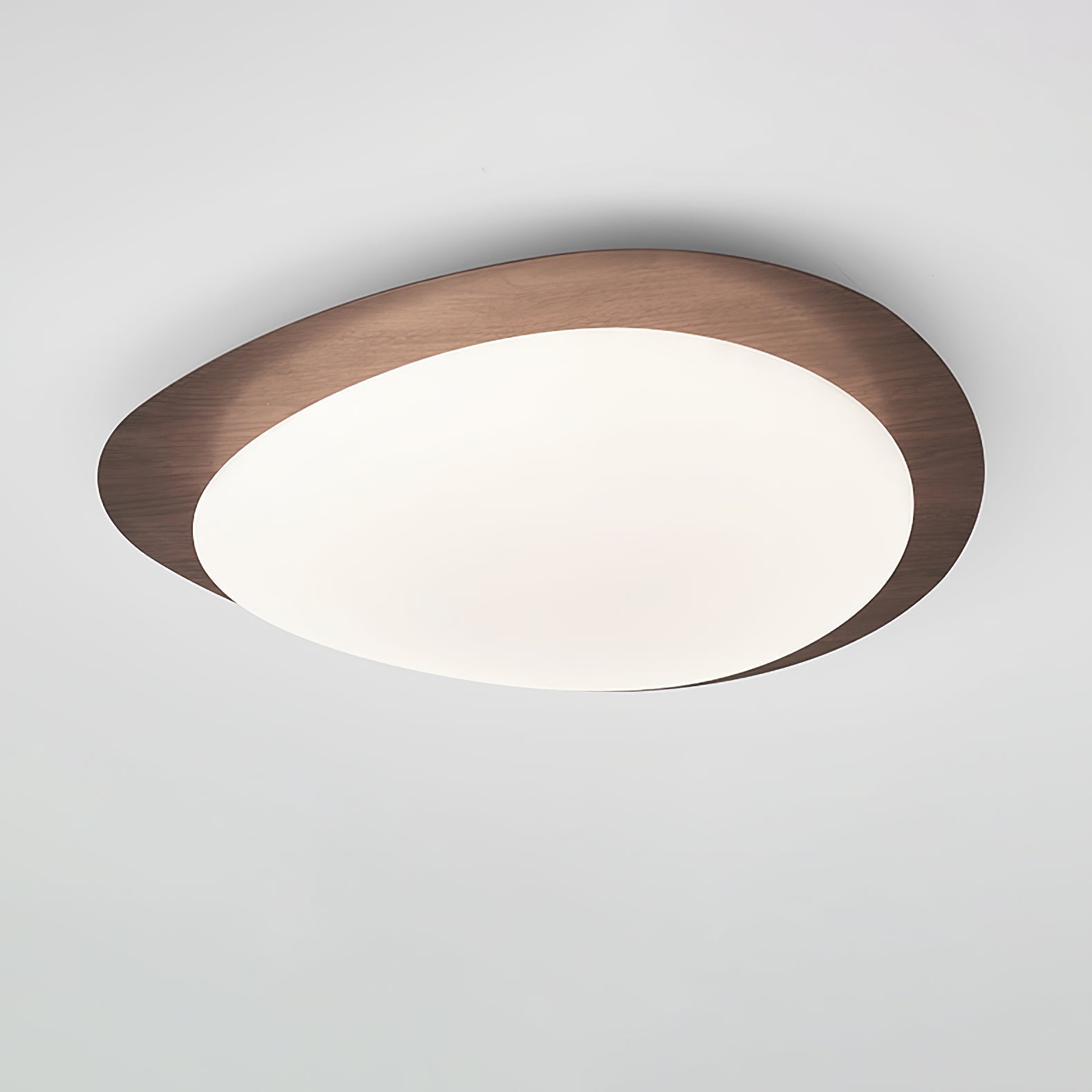 NexaRipple Walnut Pebble Ceiling Light With Warm Glow - OpalDwell