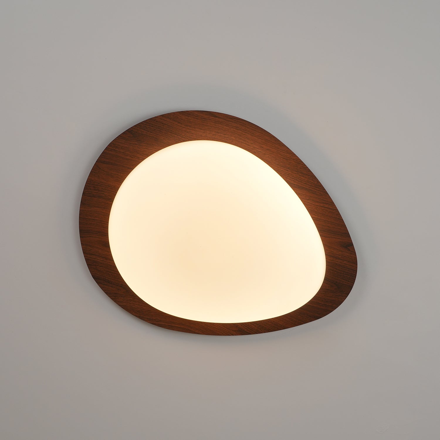 NexaRipple Walnut Pebble Ceiling Light With Warm Glow - OpalDwell