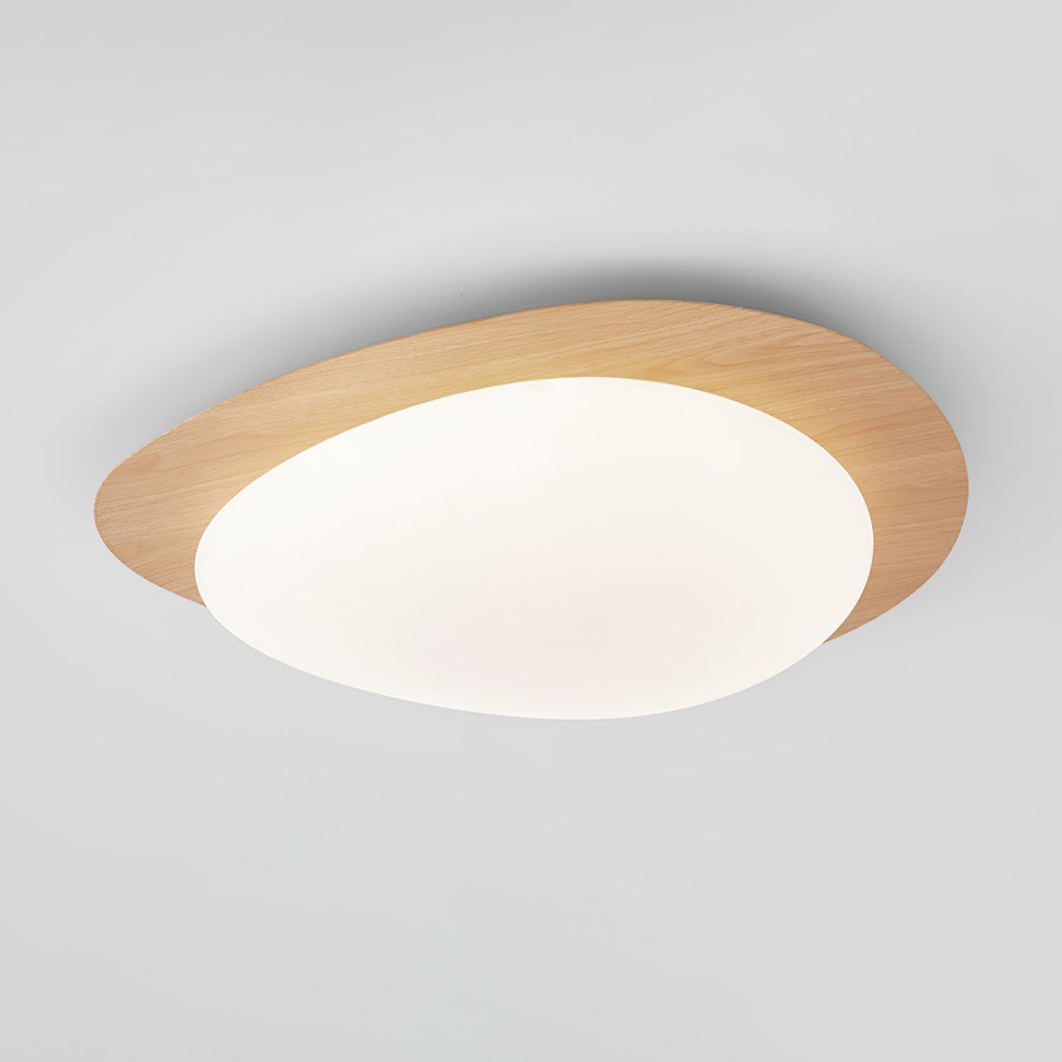 NexaRipple Walnut Pebble Ceiling Light With Warm Glow - OpalDwell