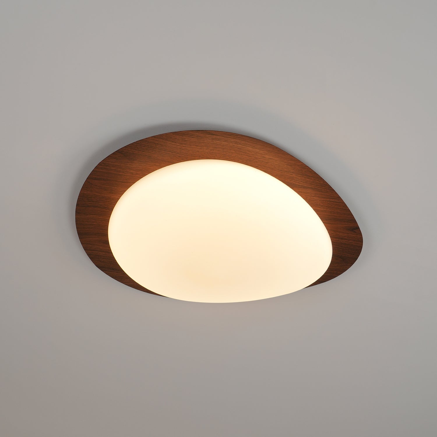 NexaRipple Walnut Pebble Ceiling Light With Warm Glow - OpalDwell