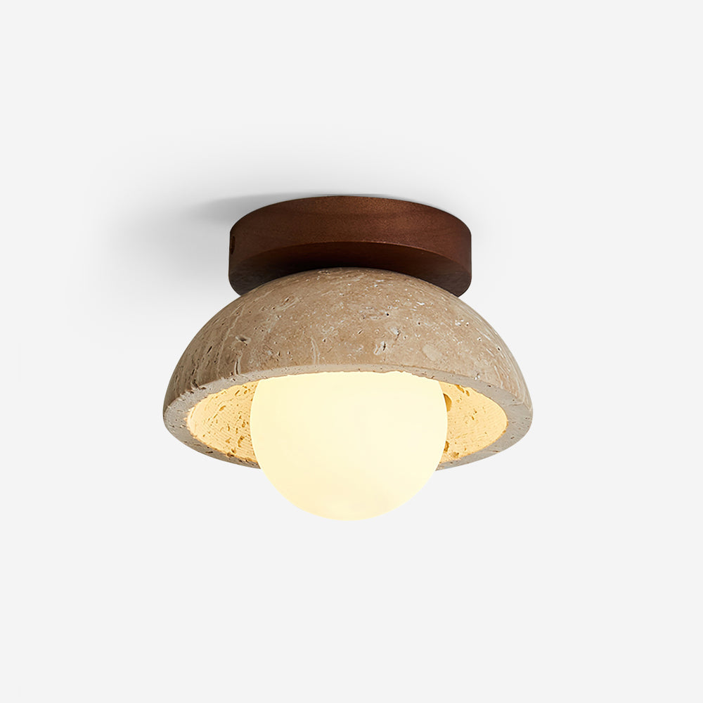 SylvaLux Travertine Ceiling Light with Wood Accent Fixture - OpalDwell
