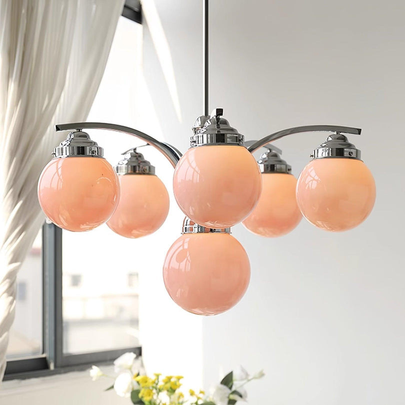 Eloria Round Pink and White Chandelier Elegant Glow - OpalDwell