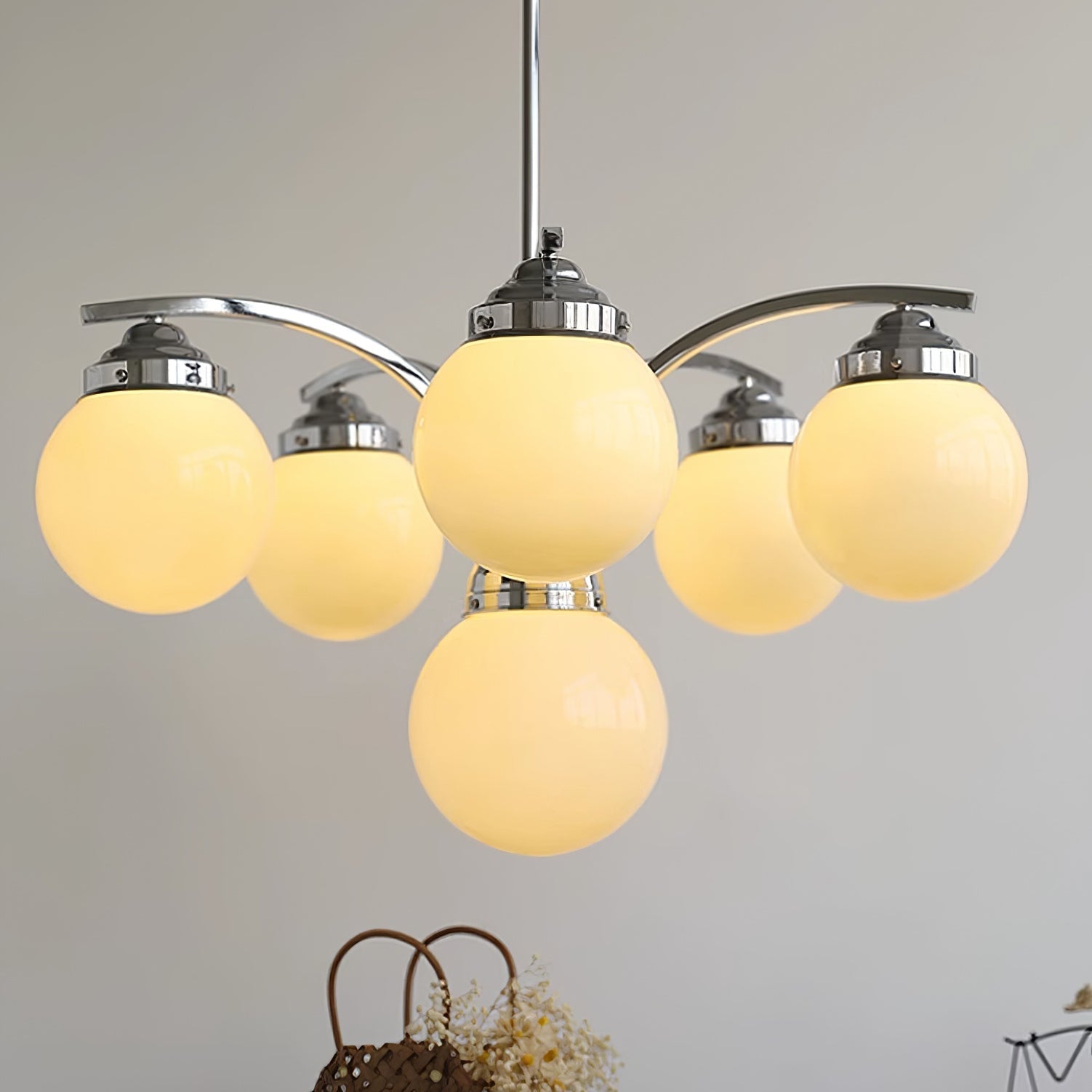 Eloria Round Pink and White Chandelier Elegant Glow - OpalDwell