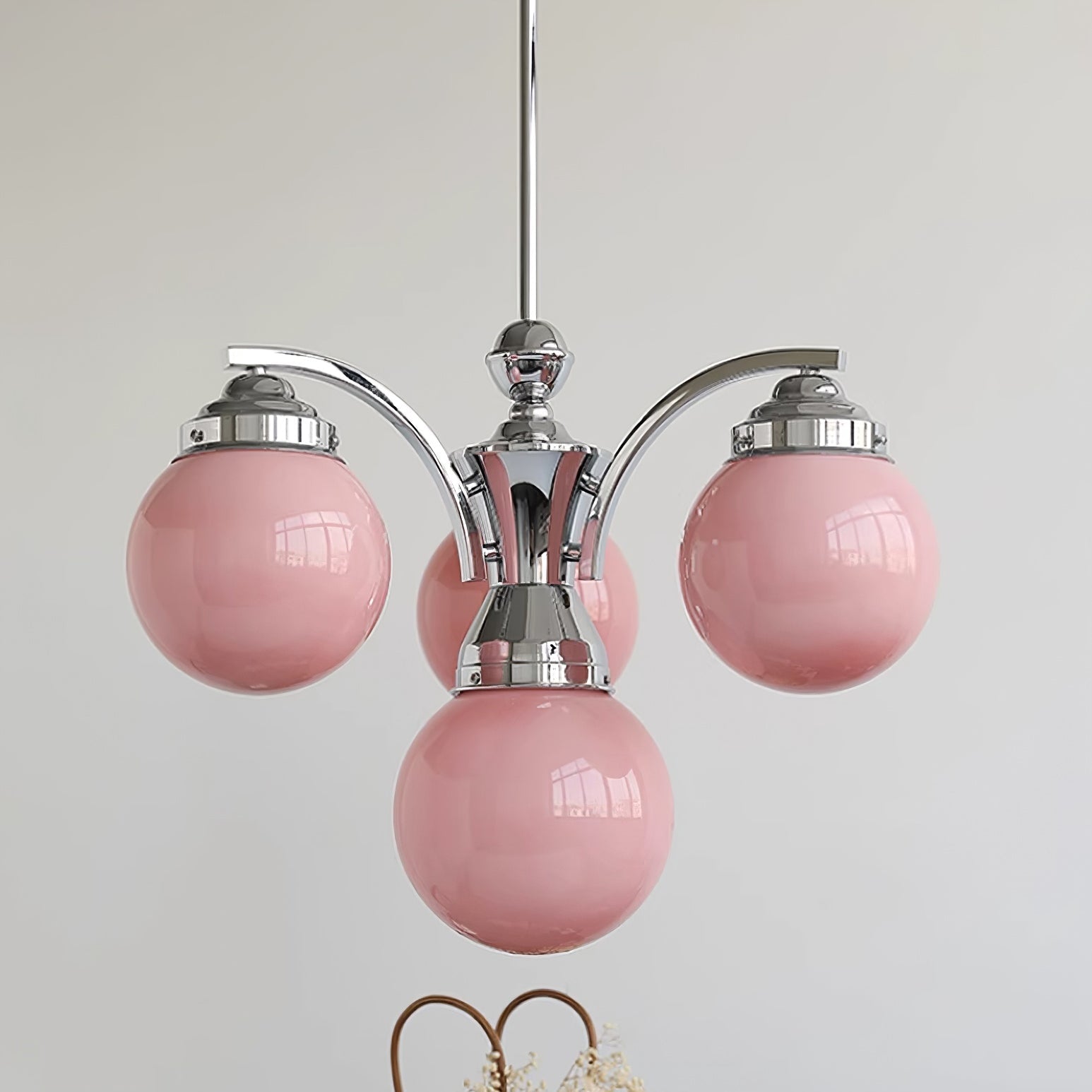 Eloria Round Pink and White Chandelier Elegant Glow - OpalDwell