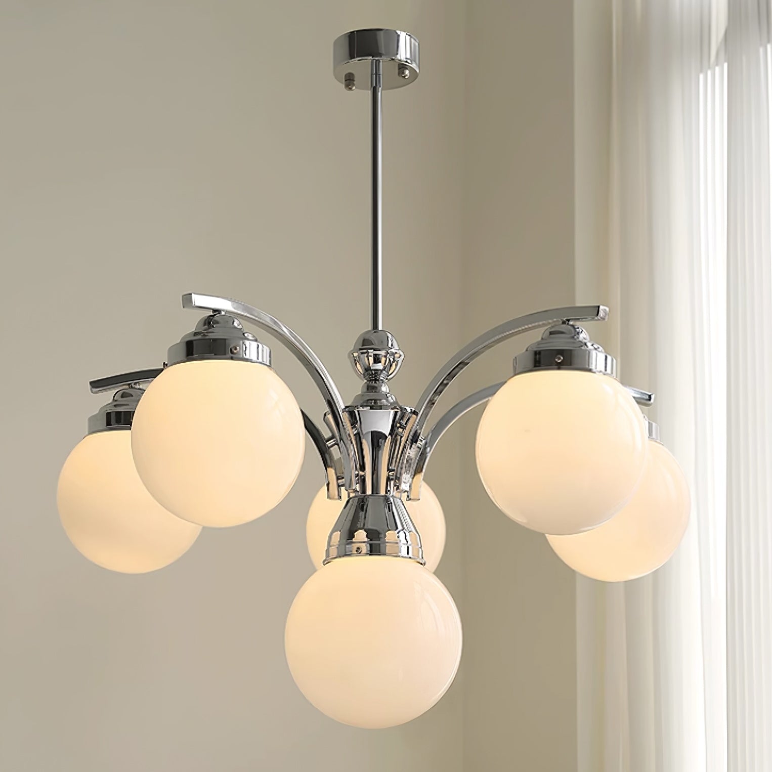 Eloria Round Pink and White Chandelier Elegant Glow - OpalDwell