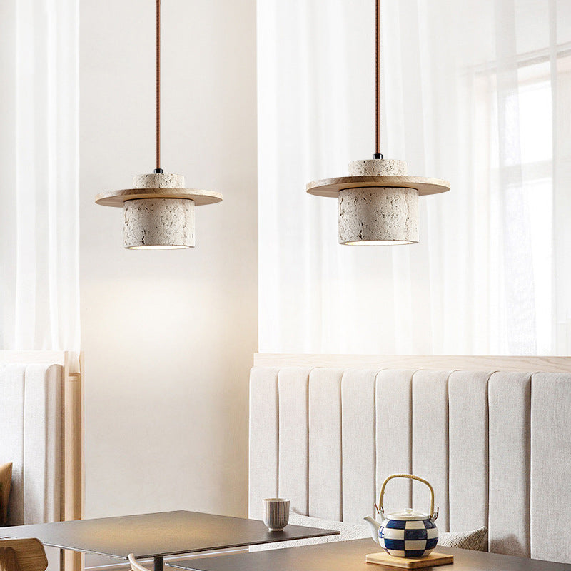 Aurelia Travertine Pendant Lamp With Retro Matte Finish - OpalDwell