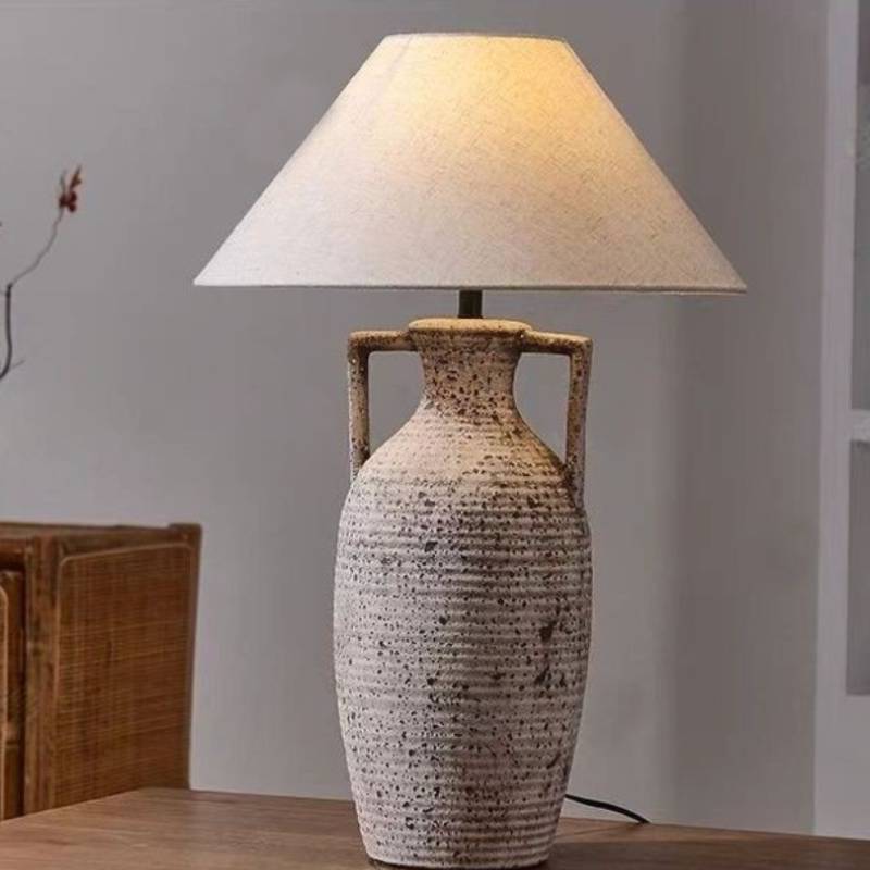Textured Ceramic Table Lamp With Warm Ambient Lighting For Home Decor - OpalDwell