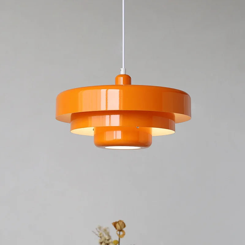 Aureli | Tiered Pendant Light In Bold Orange, Forest Green And White - OpalDwell