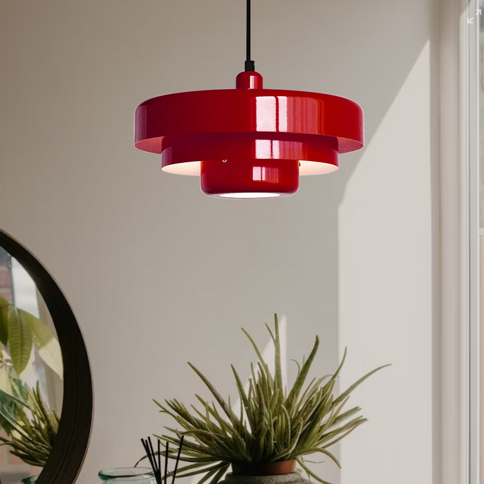 Aureli | Tiered Pendant Light In Bold Orange, Forest Green And White - OpalDwell