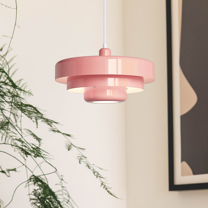Aureli | Tiered Pendant Light In Bold Orange, Forest Green And White - OpalDwell