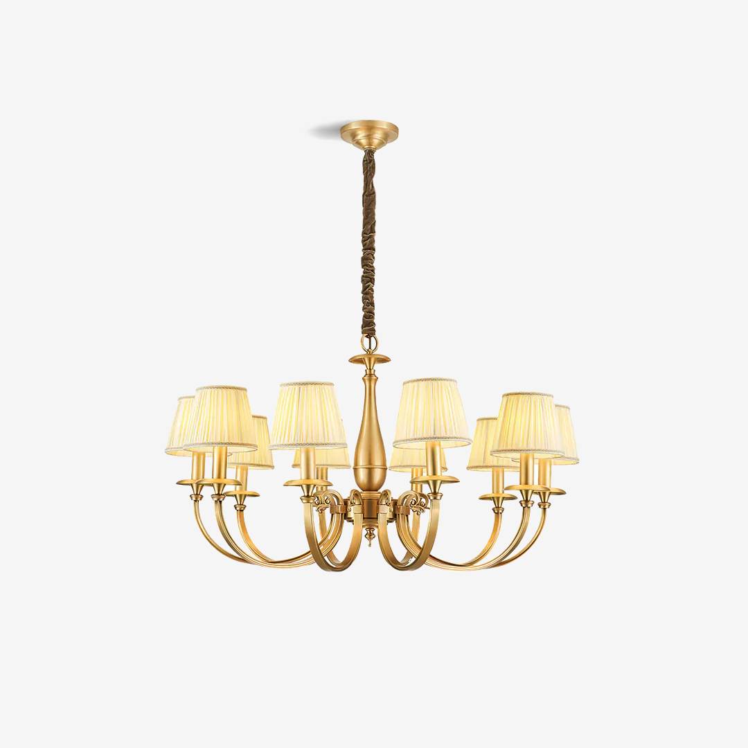 Timeless Brass Chandelier With Fabric Shades For Elegant Ceiling Light OpalDwell