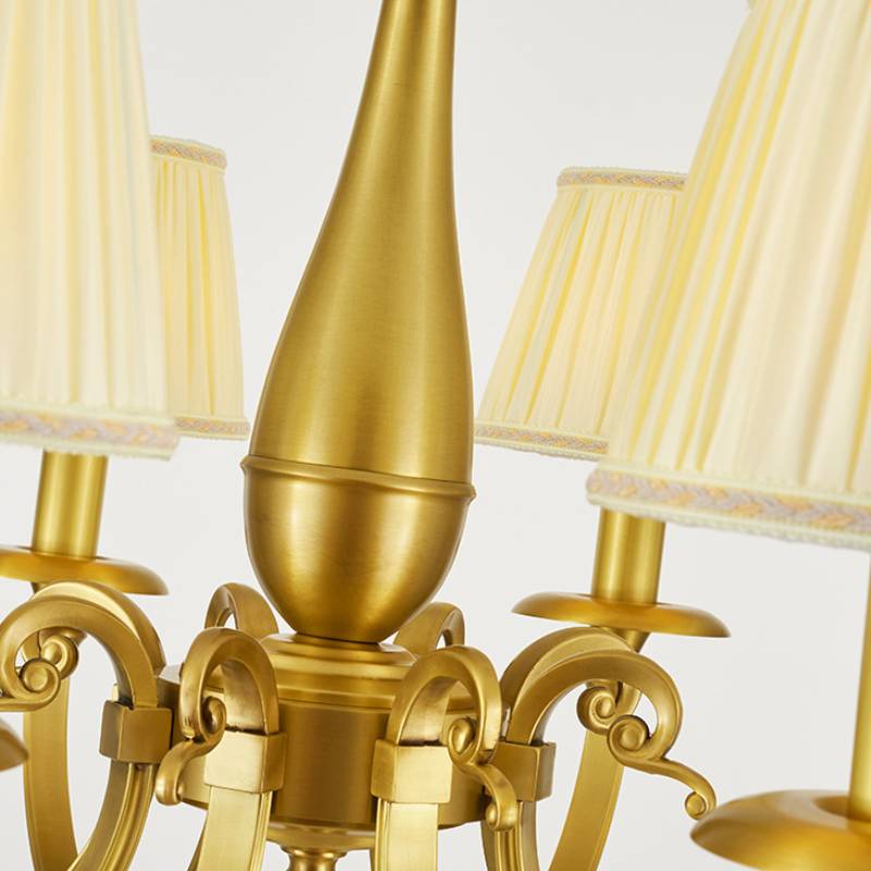 Timeless Brass Chandelier With Fabric Shades For Elegant Ceiling Light OpalDwell