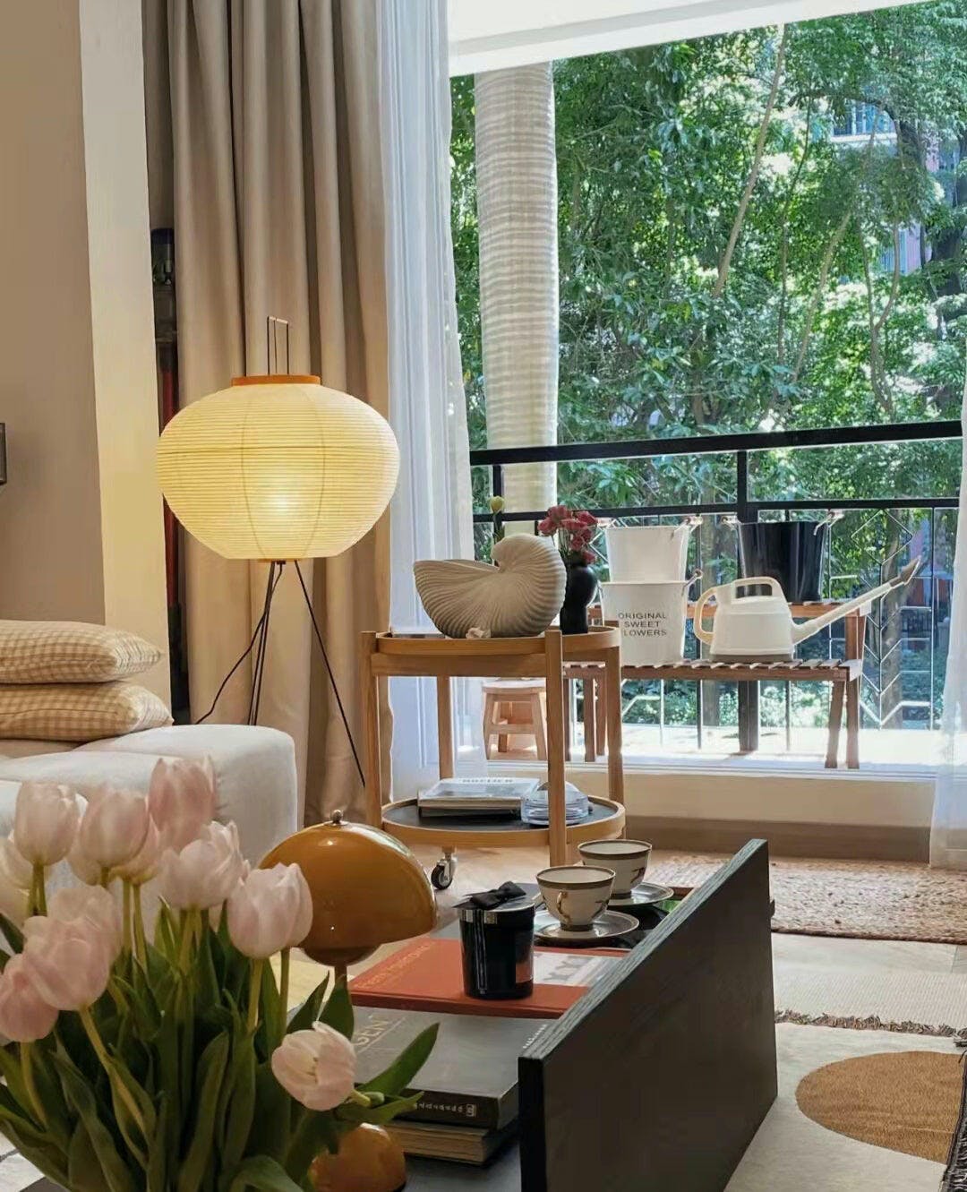 Kazumi Rice Paper Floor Lamp by OpalDwell Soft Ambient Glow OpalDwell