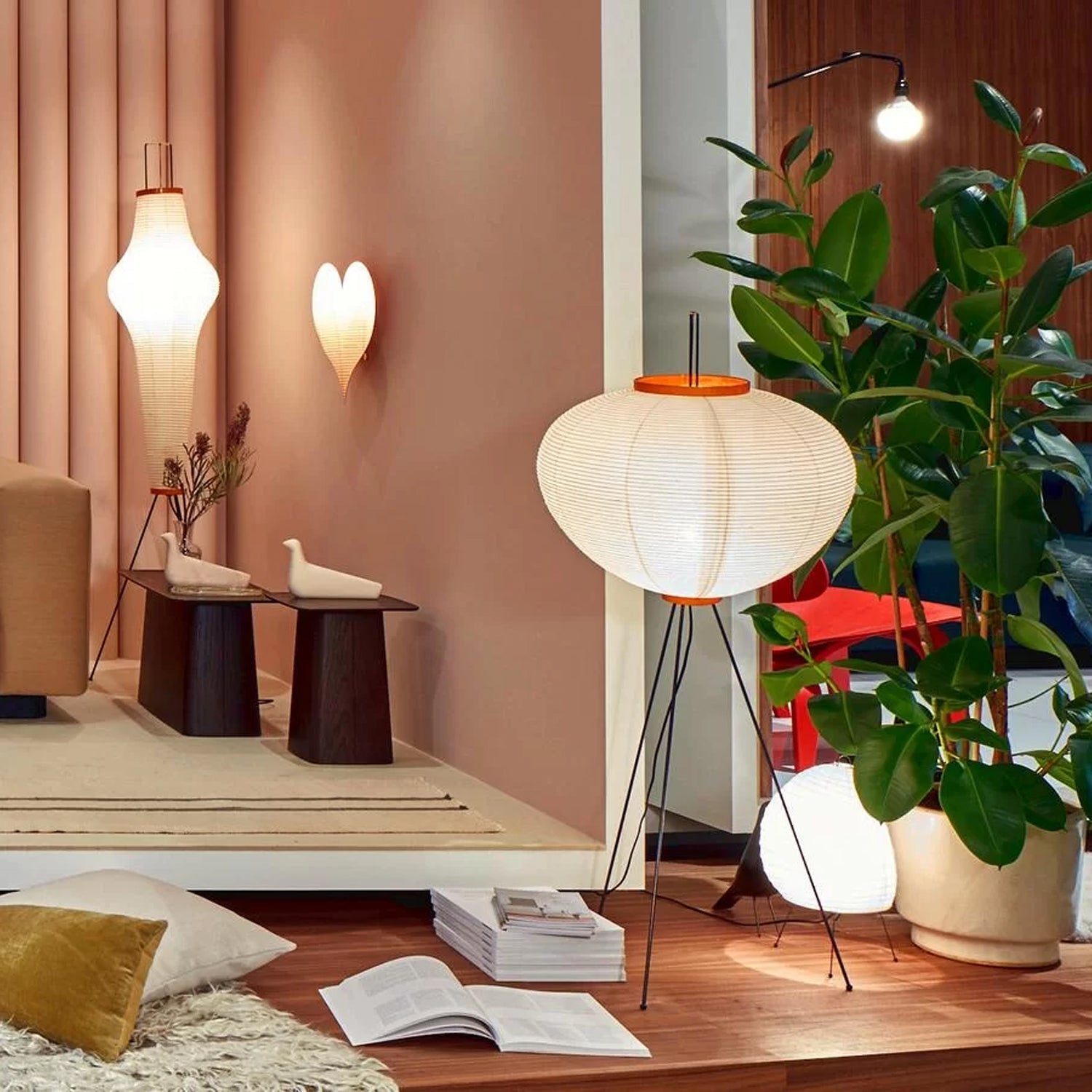 Kazumi Rice Paper Floor Lamp by OpalDwell Soft Ambient Glow OpalDwell