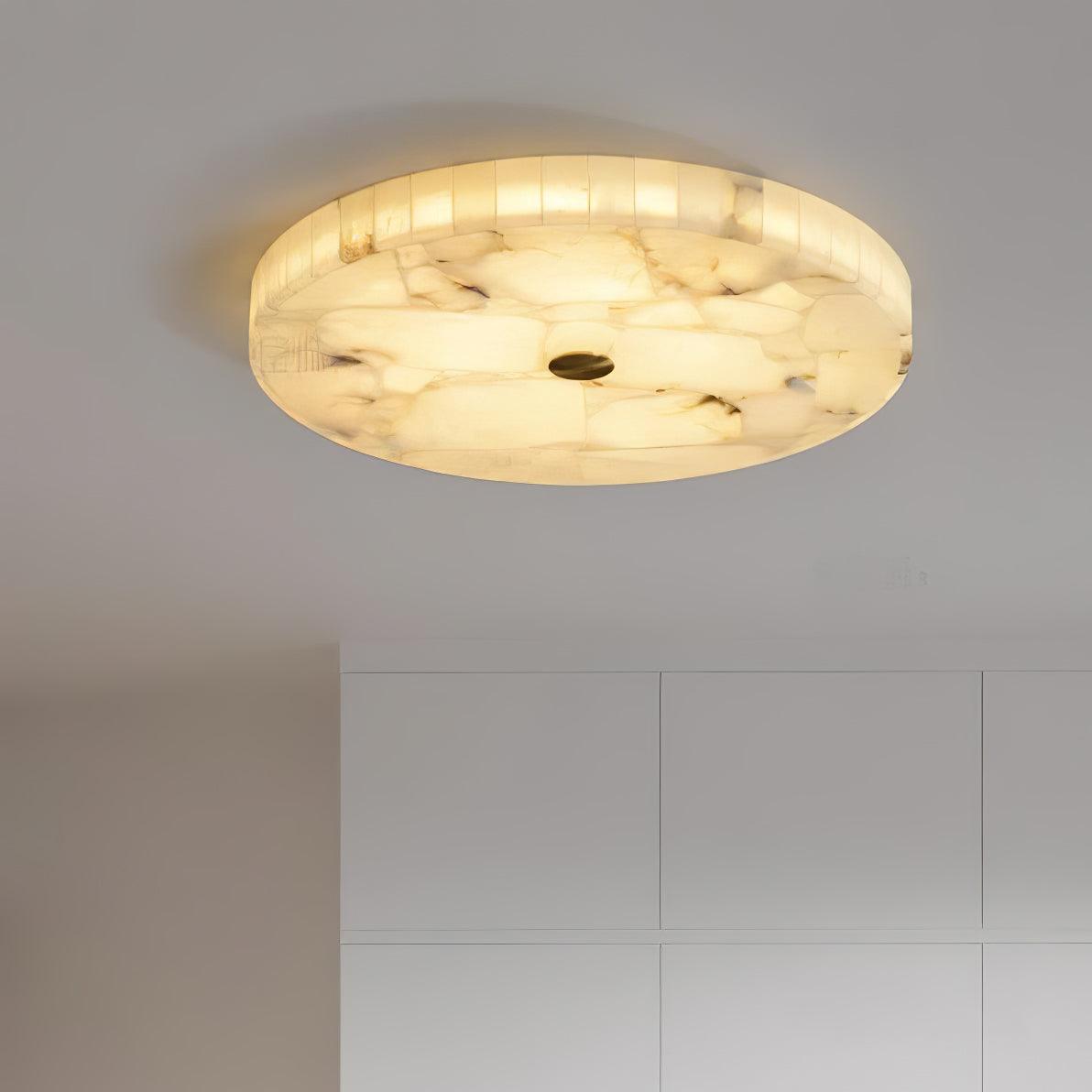 Asterra Classic Circular Round Alabaster Ceiling Lamp - OpalDwell