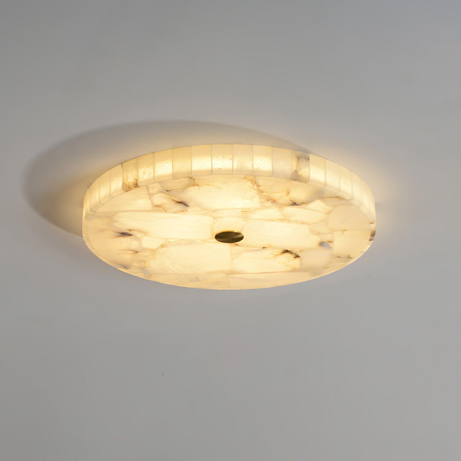 Asterra Classic Circular Round Alabaster Ceiling Lamp - OpalDwell