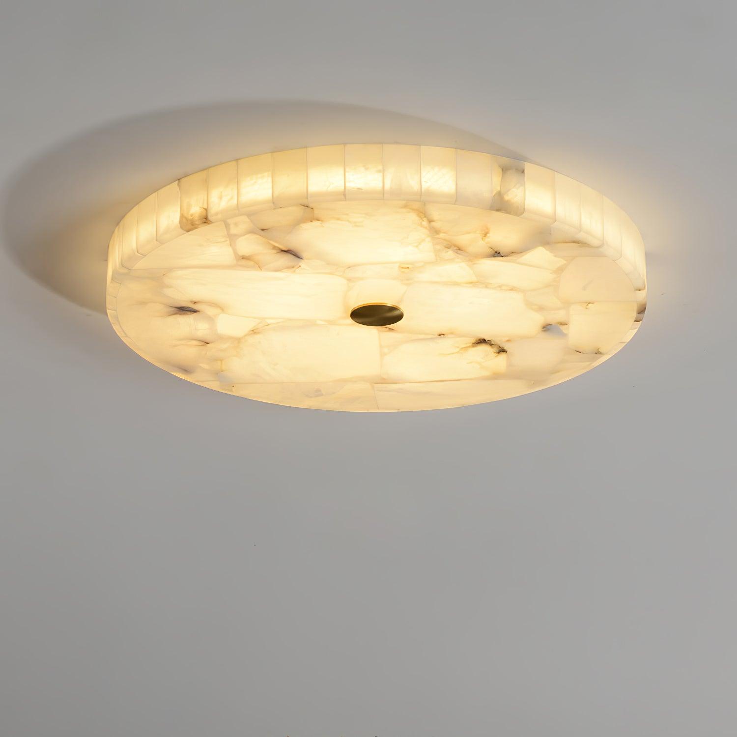 Asterra Classic Circular Round Alabaster Ceiling Lamp - OpalDwell
