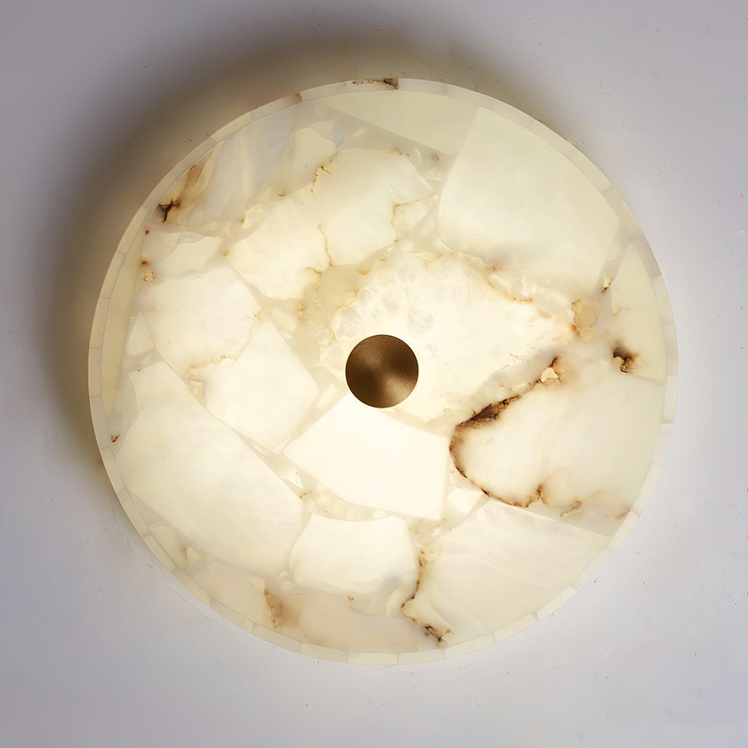 Asterra Classic Circular Round Alabaster Ceiling Lamp - OpalDwell