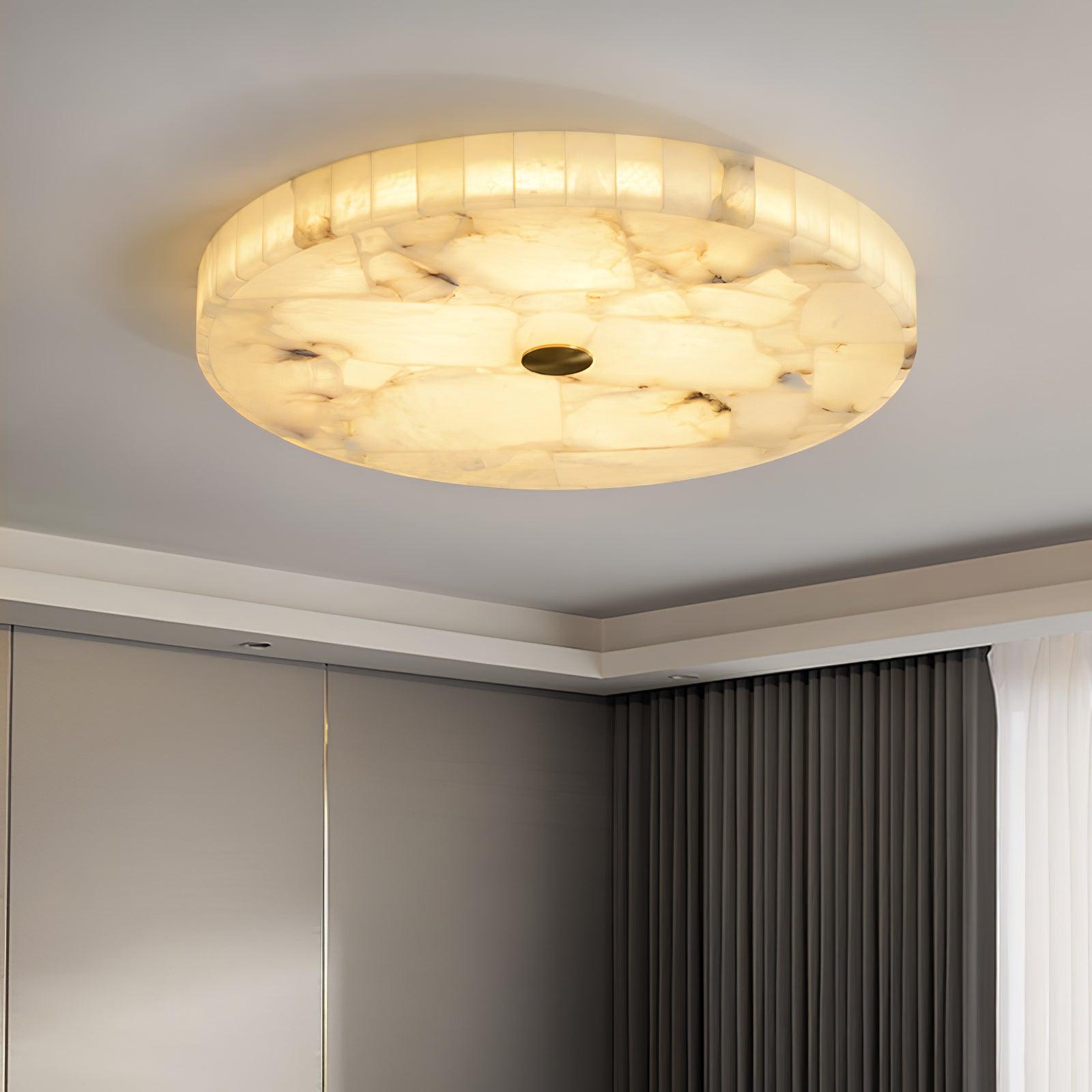 Asterra Classic Circular Round Alabaster Ceiling Lamp - OpalDwell