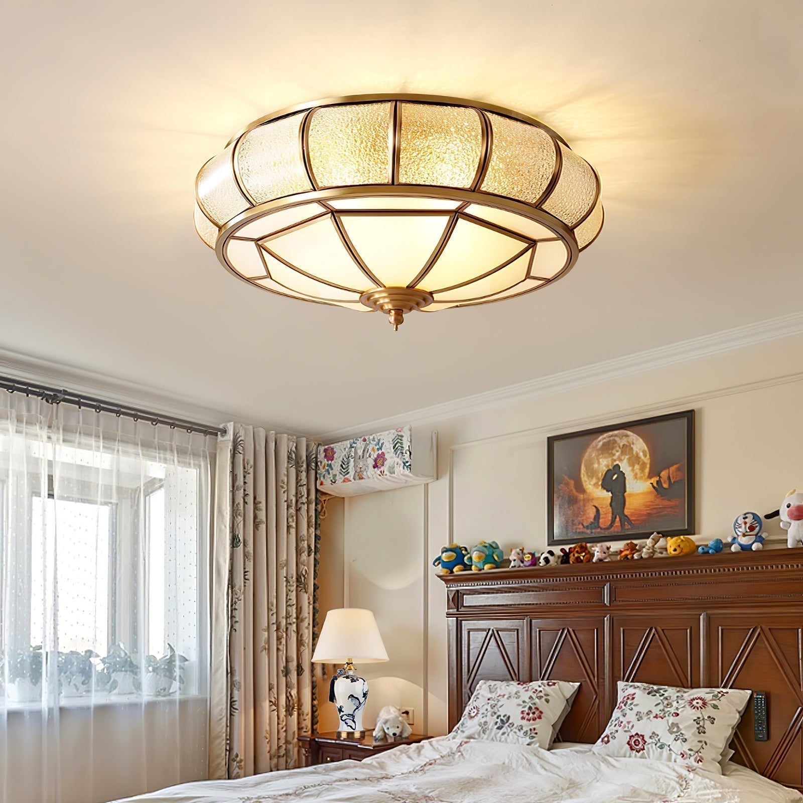 LumiraGlass Round Ceiling Light Textured Glass Finish - OpalDwell