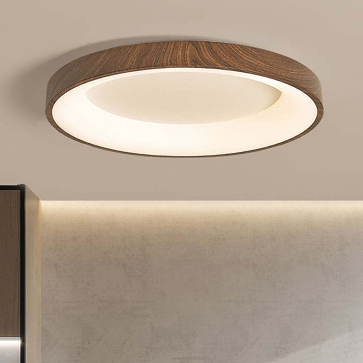Elmora Circular Wood Ceiling Light With Warm LED Ambience - OpalDwell